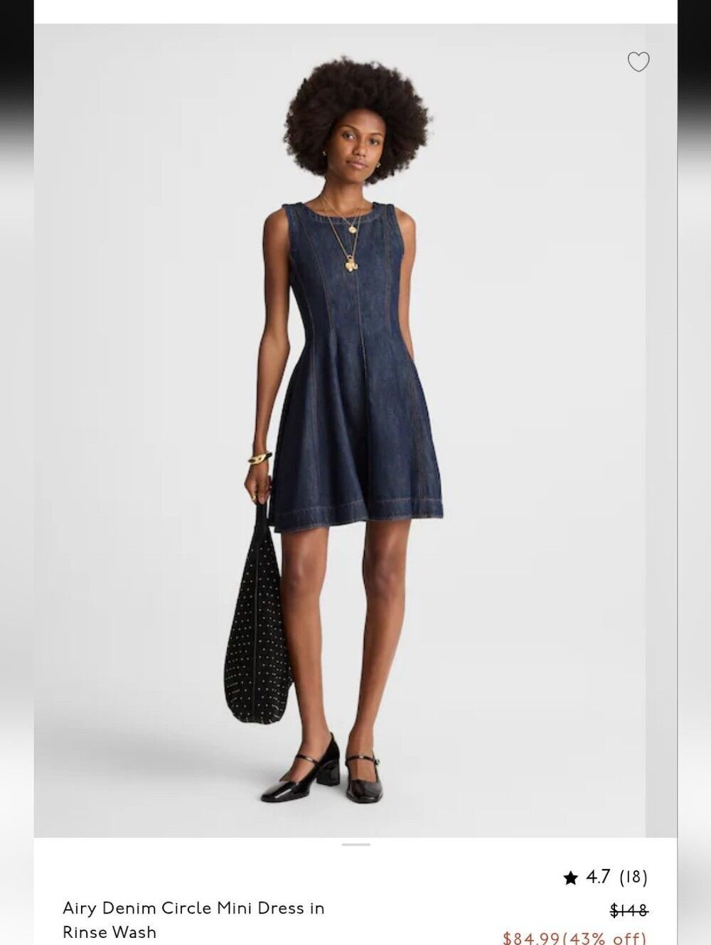 NWT Madewell Airy Denim Circle Mini Dress Rinse Wash Blue Size L - Picture 10 of 13